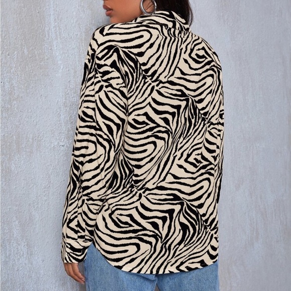 Zebra Striped Drop Shoulder Shirt - Picture 2 of 3